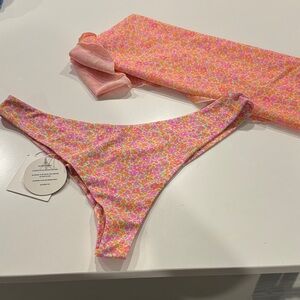 Kulani Kinis Pink and Orange Floral Bikini Bottom